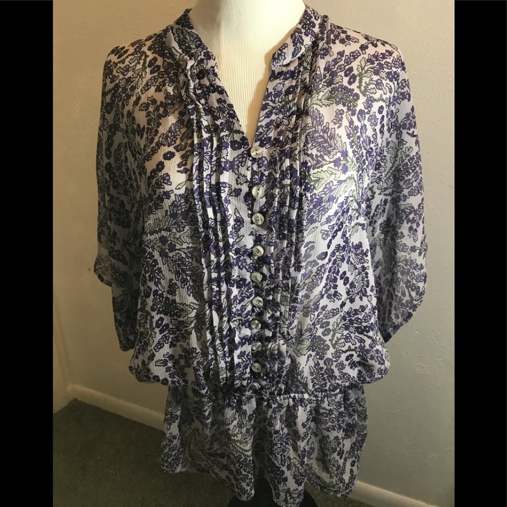 Apt 9 Purple Floral Blouse, size XL
